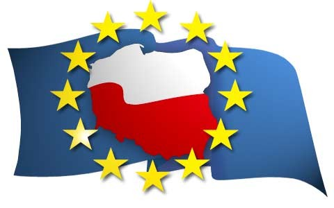 Flaga Polski w fladze Unii Europejskiej